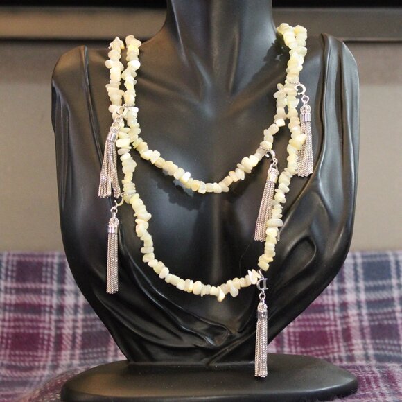 Christian Dior Mother of Pearl Beaded Tassel Necklace - Picture 1 of 10